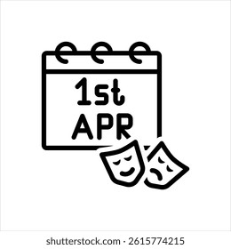 Vector black line icon for 1st april