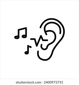Vector black line icon for acoustic