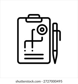 Vector black line icon for action plan