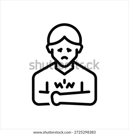 Vector black line icon for acute pain