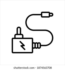 Vector black line icon for adapter