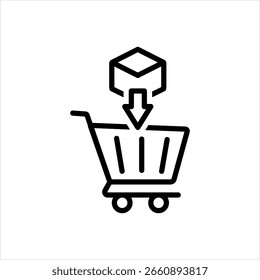 Icono de línea negra de Vector para agregar al Carrito