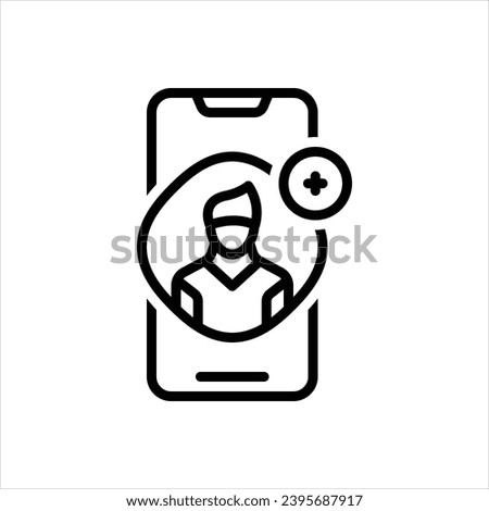 Vector black line icon for add friend