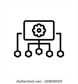 Vector black line icon for administrators