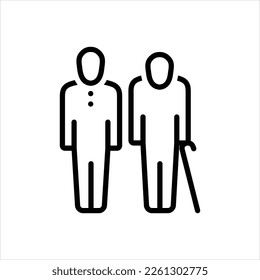 Vector black line icon for age