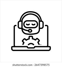 Ícone de linha preta vetorial para assistente de ai