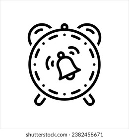 Vector black line icon for alarm