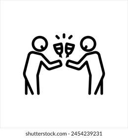 Vector black line icon for 
alcohol addiction