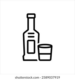 Vector black line icon for Alcoholic beverages