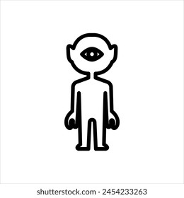 Vector black line icon for alien