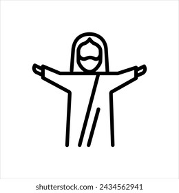Vector black line icon for almighty