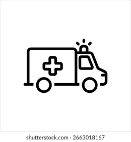 Icono de línea negra de Vector para ambulancia
