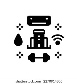Vector black line icon for amenities