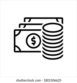 Vector black line icon for amount