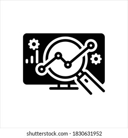 Vector black line icon for analysis