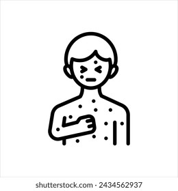 Vector black line icon for anaphylactic