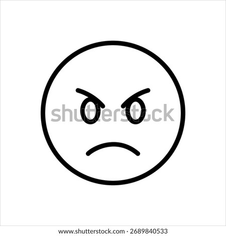 Vector black line icon for angry face