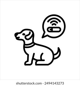 Icono de línea negra de Vector para microchip de animales, mascota, animal, microchip, detección, protección, detección, pérdida, cuidado de mascotas, conservación