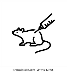 Vector black line icon for animal testing,animal,testing,experiment,medication,scientific,veterinary,mouse,rat