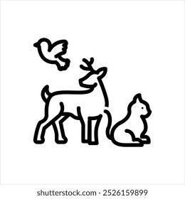 Vector black line icon for animals