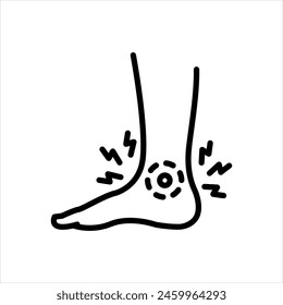 Vector black line icon for ankle pain