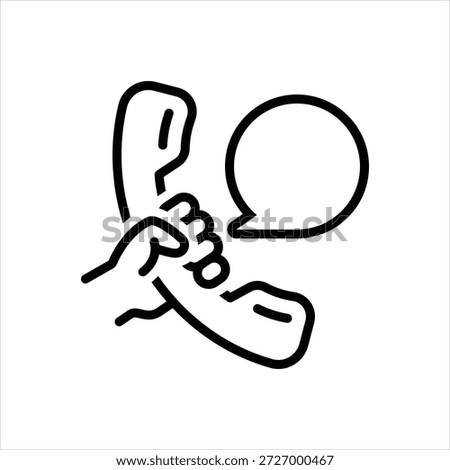 Vector black line icon for answer the call