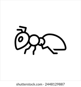 Vector black line icon for ant