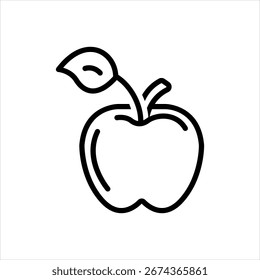 Vector black line icon for apple