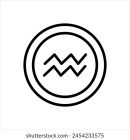Vector black line icon for aquarius