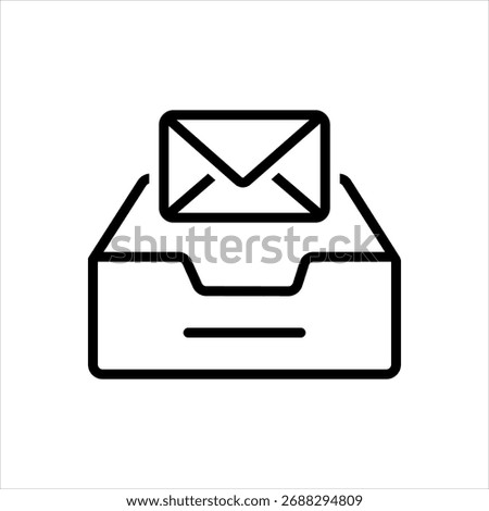 Vector black line icon for Archive mail