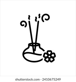 Icono de línea negra vectorial para la aromatización