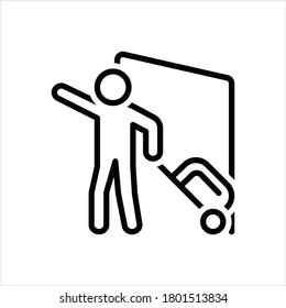 Vector black line icon for arrive