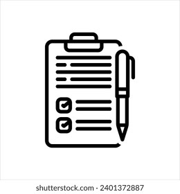 Vector black line icon for assessment