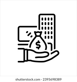 Vector black line icon for asset