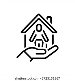 Ícone de linha preta vetorial para Assisted Living At Home