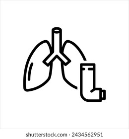 Vector black line icon for asthma