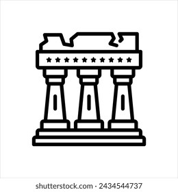 Icono de línea negra vectorial para atenas