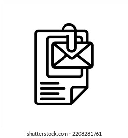 Vector black line icon for attachments