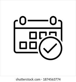 Vector black line icon for attendance