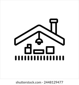 Vector black line icon for attic