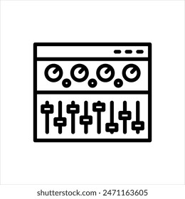 Vector black line icon for audio mixer