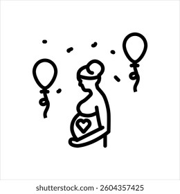 Vector black line icon for baby shower