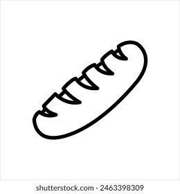 Vector black line icon for baguette