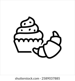 Vector black line icon for baked goods