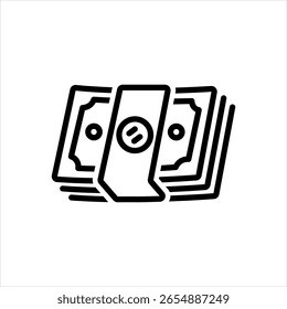 Icono de línea negra de Vector para billetes