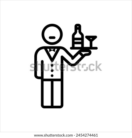 Vector black line icon for bar tender