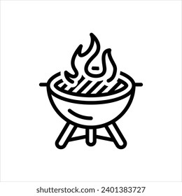 Vector black line icon for barbecue
