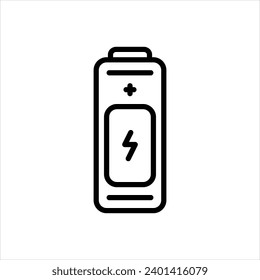 Icono de línea negra del vector para la batería