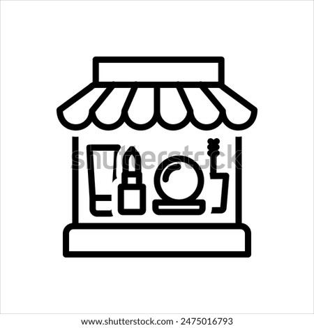 Vector black line icon for beauty supply store