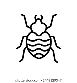 Vector black line icon for bedbug